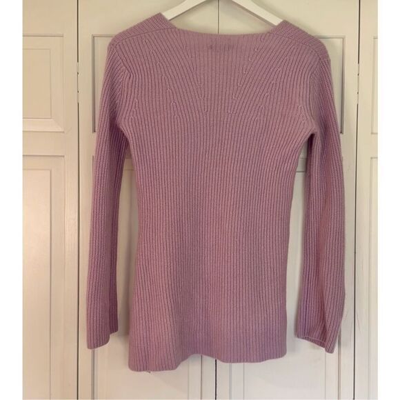 Halogen 100% cashmere purple ribbed vneck tie side sweater small - Picture 11 of 12
